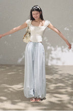 Ruched Waist Puff Sleeve Cropped T-shirt