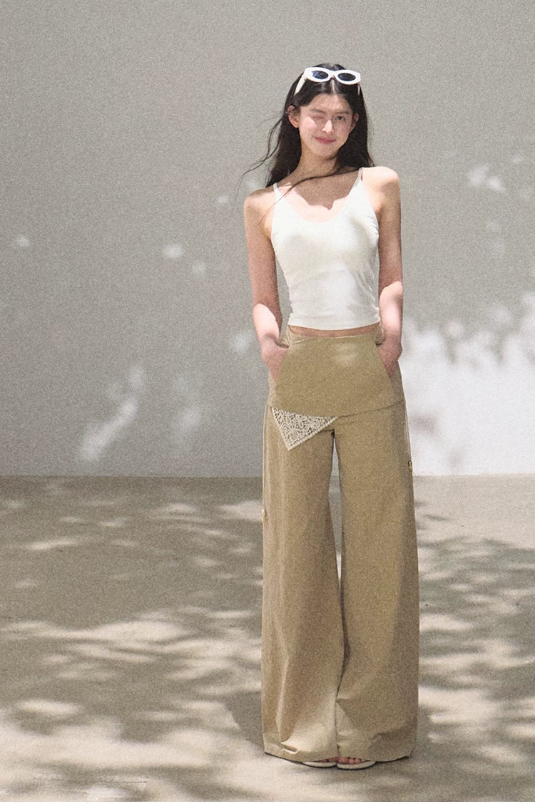 Bohemian Detachable Scarf Wide-Leg Relaxed Trousers