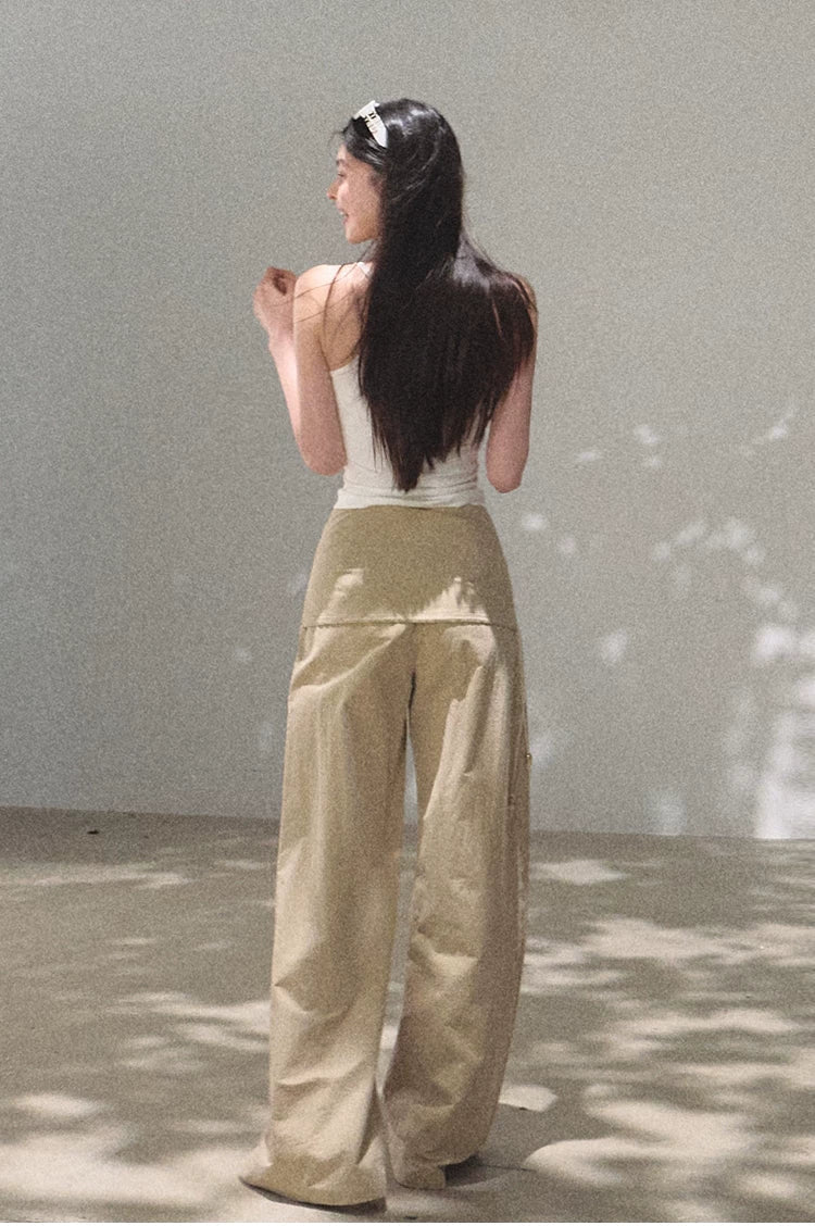 Bohemian Detachable Scarf Wide-Leg Relaxed Trousers