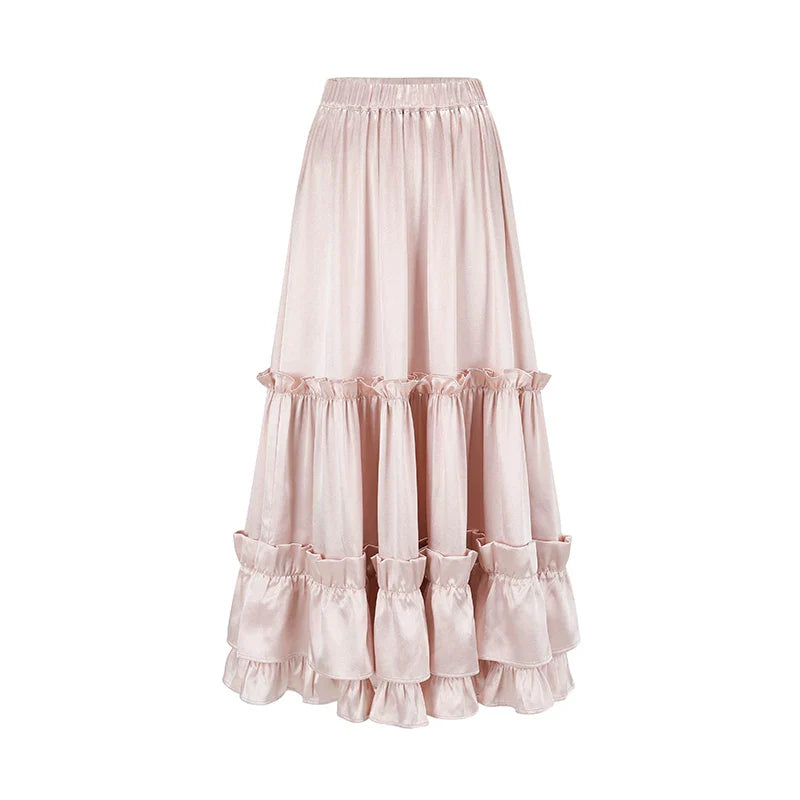 Jacquard Corset Top & Satin Ruffle Skirt Set