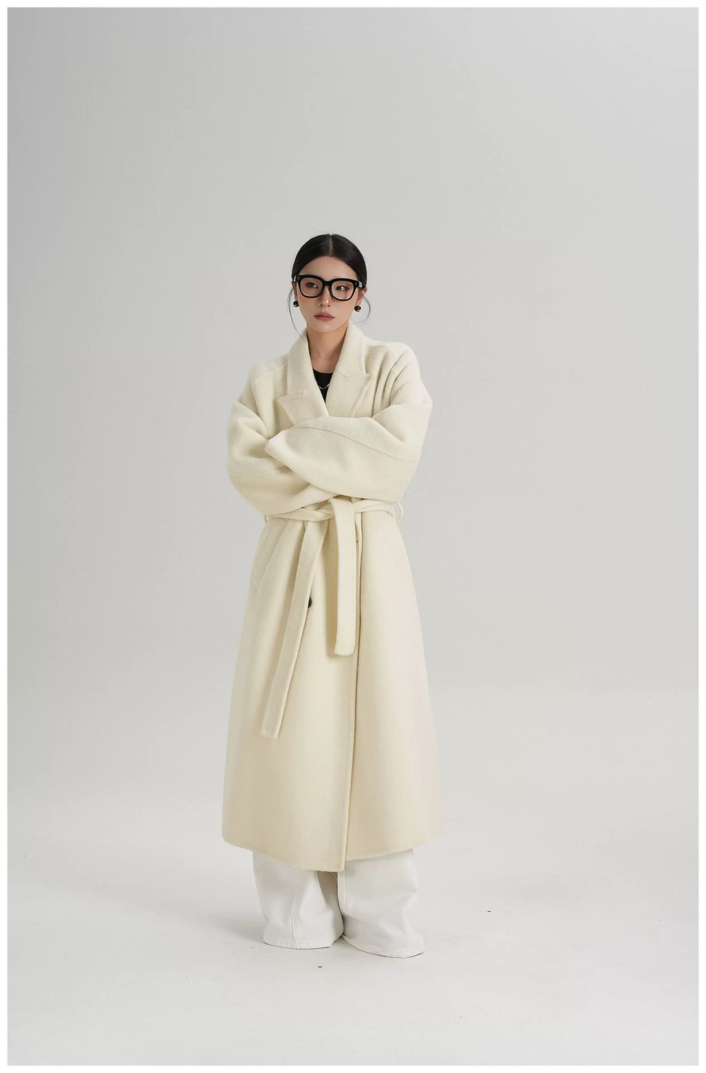 Tie-Belt Long Wool Coat