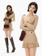 Mesh Shawl Ruched Knit Bodycon Dress