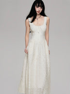 Cutout French Sleeveless Maxi Dress