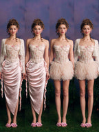 French Couture Lace Bustier & Skirt Set
