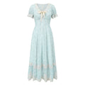 Fresh Baby Blue Lace Short-Sleeve Dress