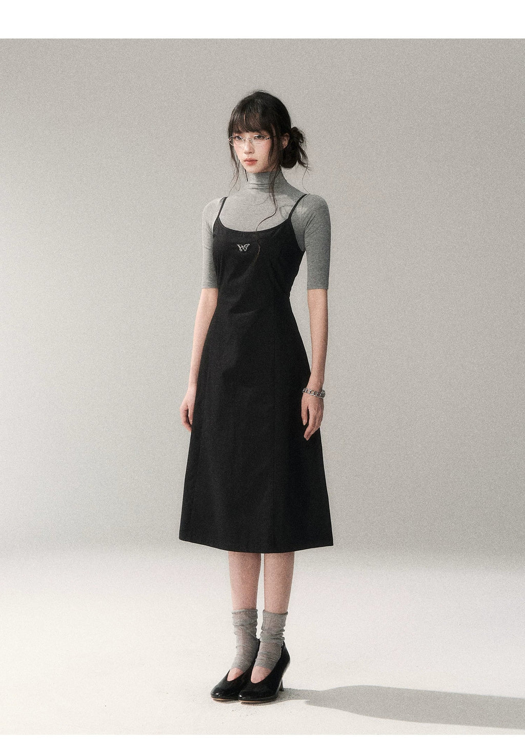 Minimalist Cotton A-Line Slip Midi Dress