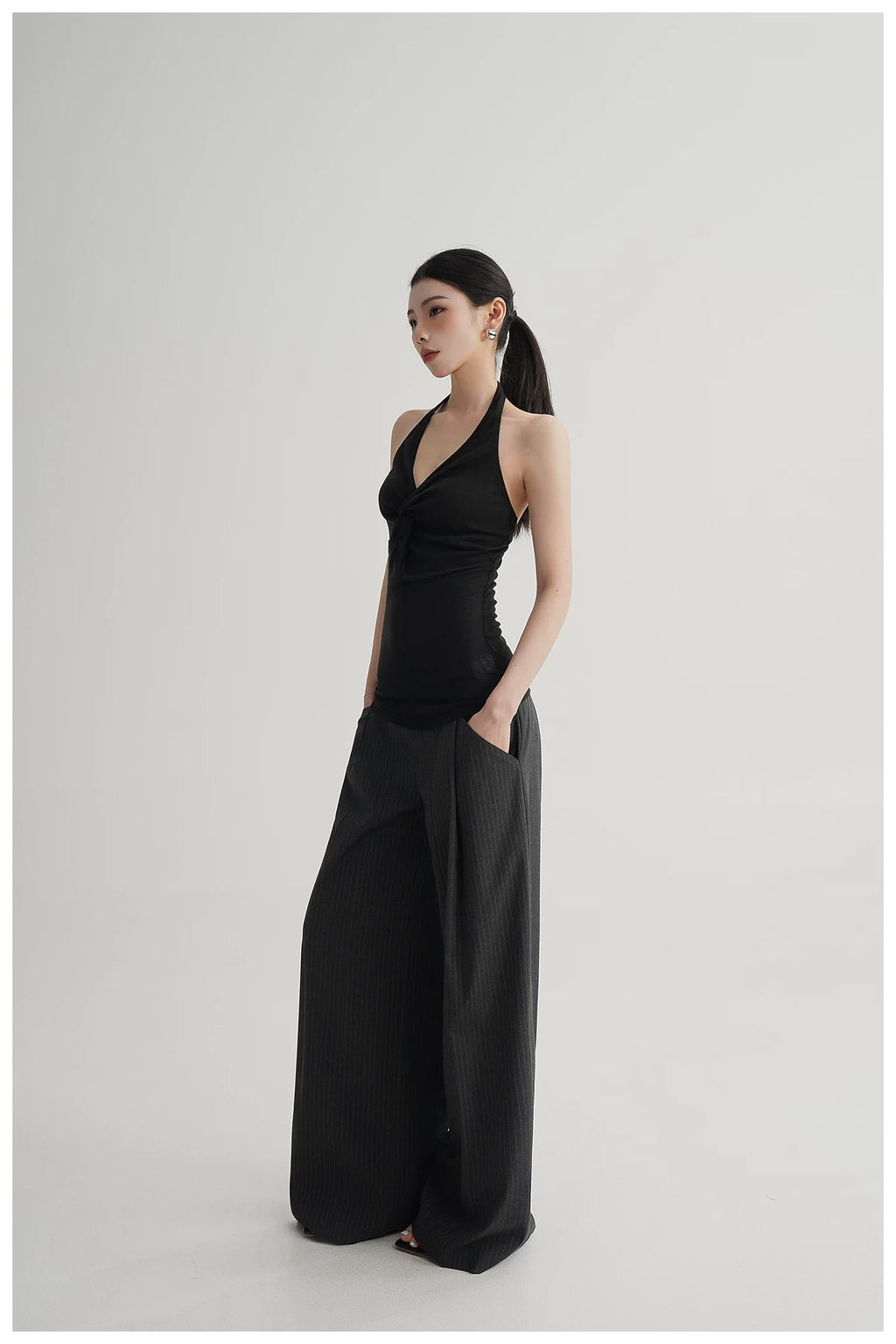 Silk-Blend Draped Halterneck Camisole