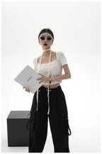 Tie-Detail Square-Neck Cropped T-Shirt
