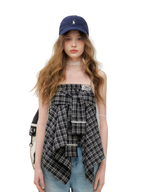 Asymmetric Lace Patchwork Plaid Skirt/Top