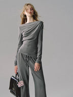 One-Shoulder Waist-Defining Knit Base Layer