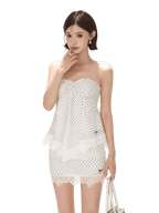 Polka Dot Lace Trim Vacation Two-Piece Set