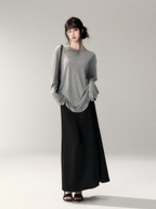 French Satin Acetate A-Line Midi Skirt