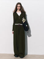 Knit Base Top & Wide-Leg Pants Set