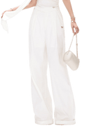 Relaxed Linen-Blend Wide-Leg Trousers