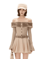 Mink Knit Off-Shoulder Dress
