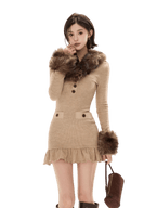 Mesh Shawl Ruched Knit Bodycon Dress