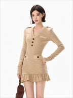 Mesh Shawl Ruched Knit Bodycon Dress
