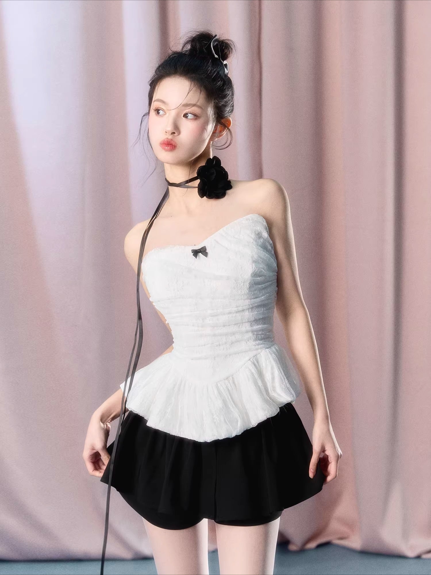 White Lace Corset Tube Top