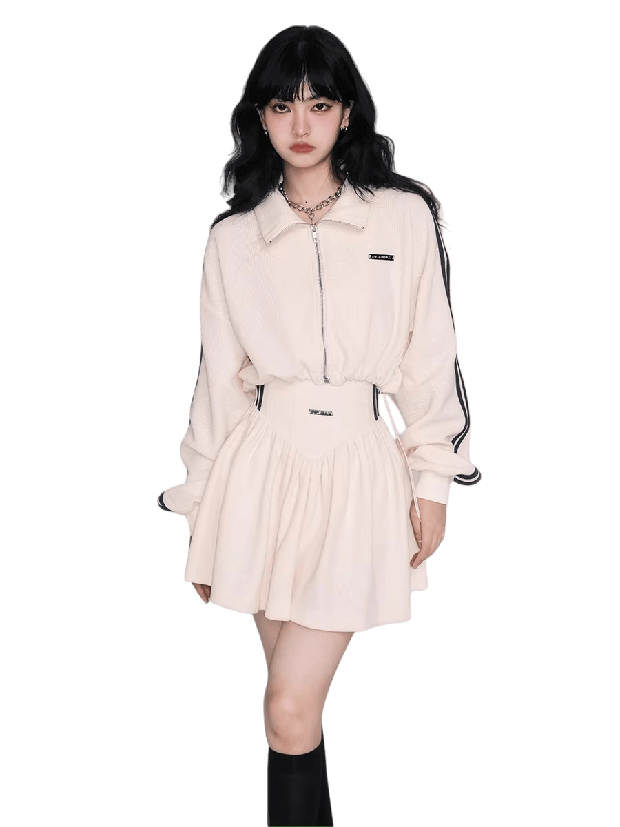 Tennis Waffle Sweatshirt & Mini Skirt Set