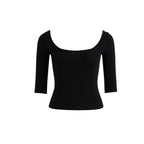 Lyocell Open-Back Fitted Mid-Sleeve T-Shirt