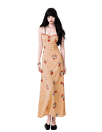 French V-Neck Floral Slip Maxi Dress