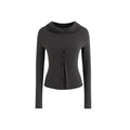 Neck Off-Shoulder Fitted Long Sleeve T-Shirt