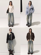 Washed Cotton Straight-Leg Jeans