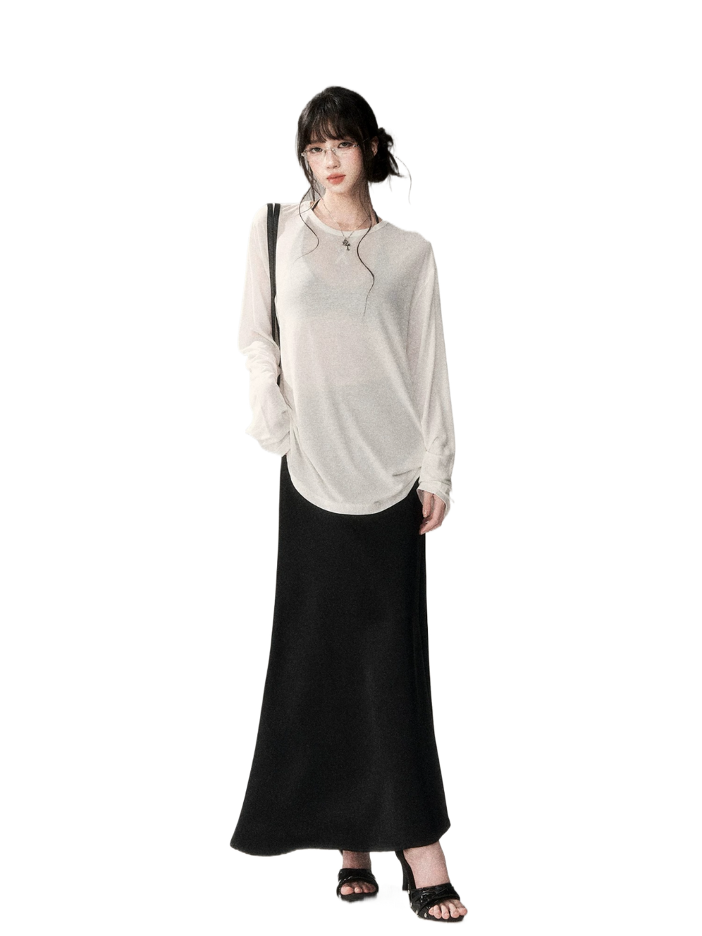 French Satin Acetate A-Line Midi Skirt