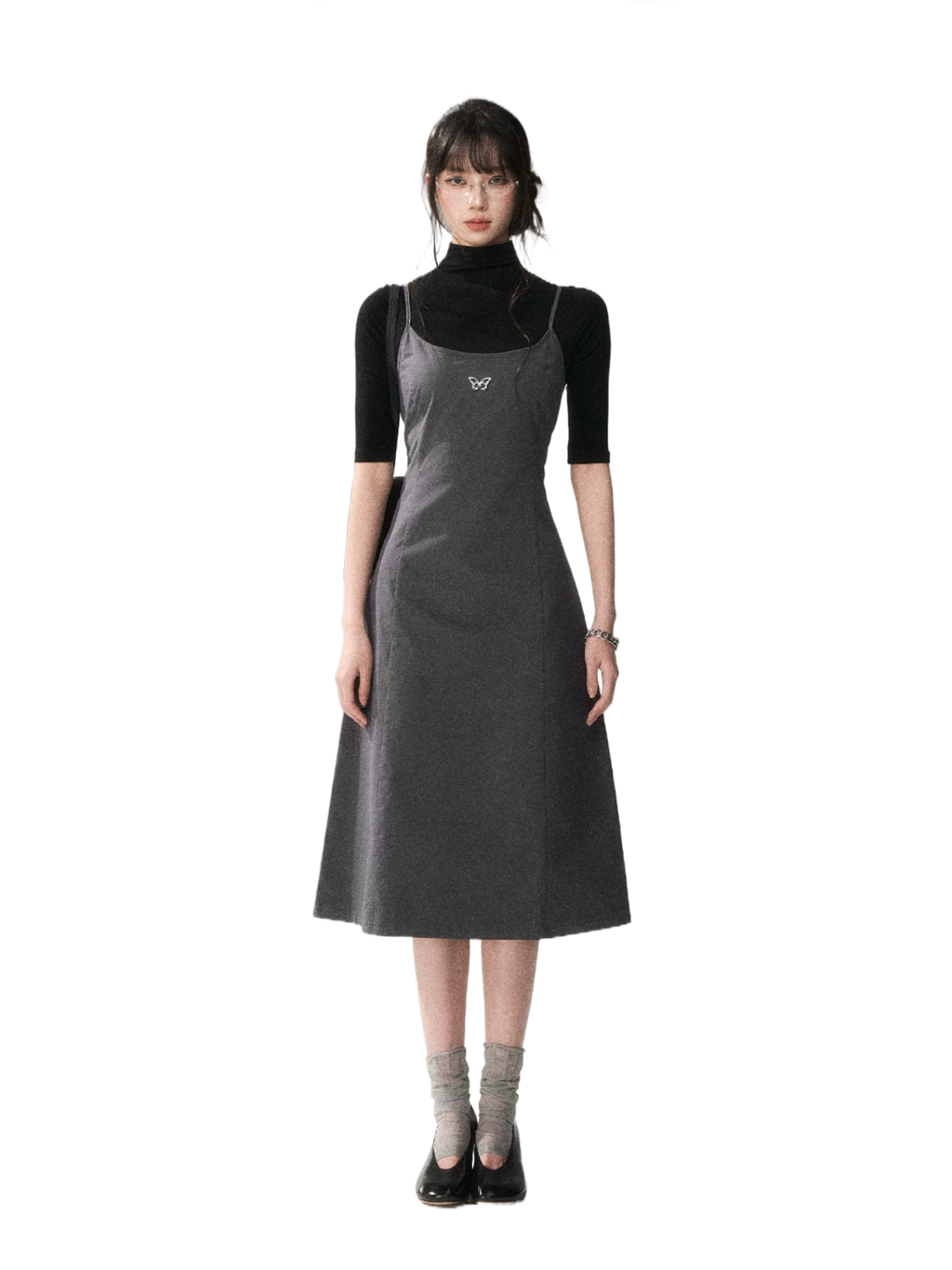 Minimalist Cotton A-Line Slip Midi Dress