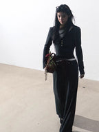 Knit Base Top & Wide-Leg Pants Set