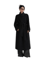 Asymmetric Stand-Collar Double-Faced Wool Coat