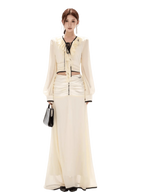 Chiffon Blouse & High-Waist Maxi Skirt Set