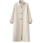 Asymmetric Stand-Collar Double-Faced Wool Coat