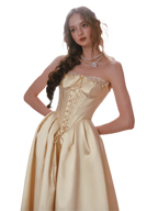 French Satin Lace Corset Princess Dress