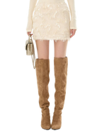 Ivory Sequin Fringe Draped Mini Skirt