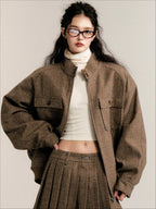 Vintage Collegiate Wool Jacket & Mini Skirt Set