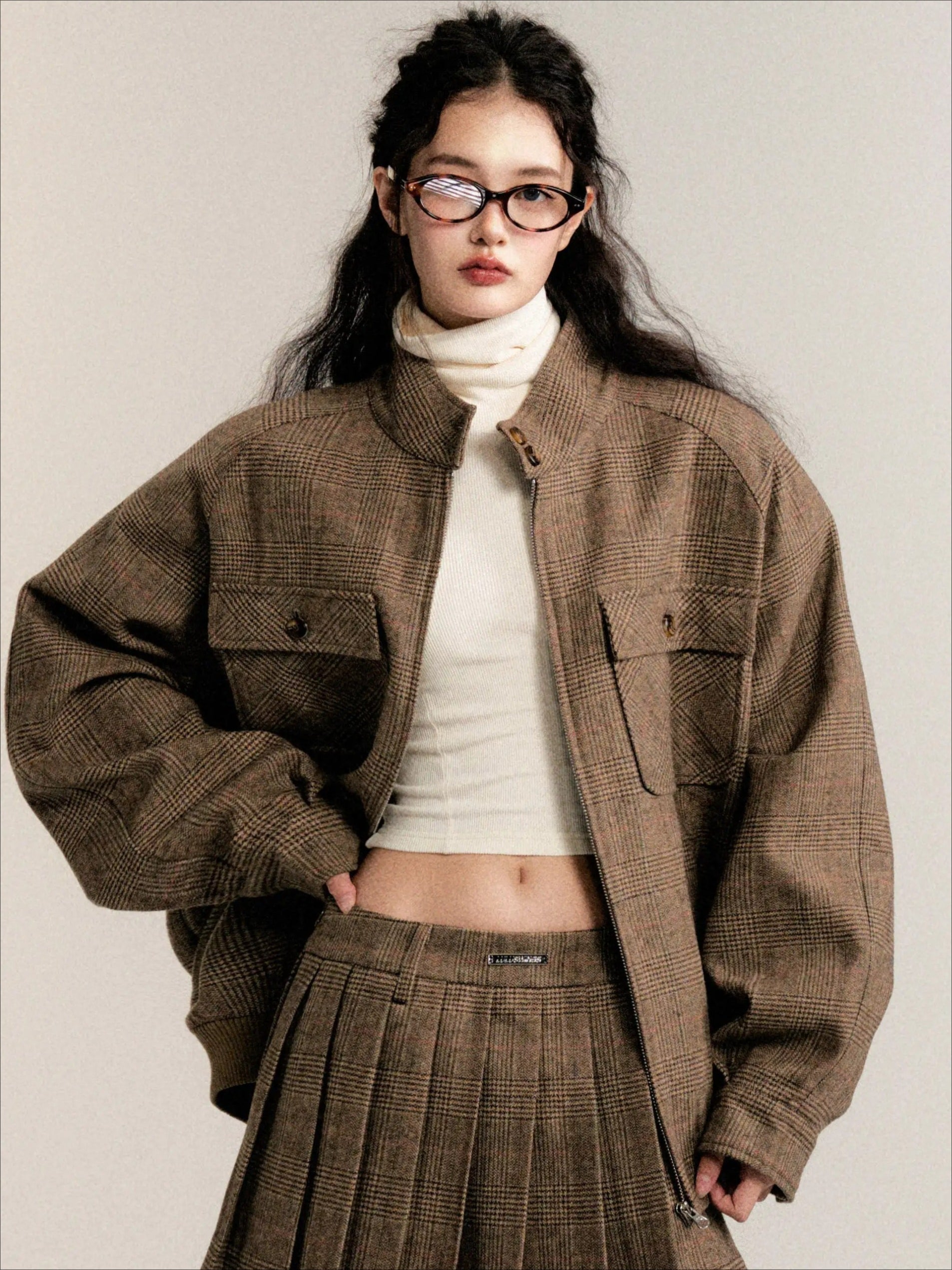 Vintage Collegiate Wool Jacket & Mini Skirt Set