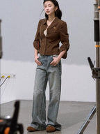 Vintage-Washed Cotton Wide-Leg Jeans
