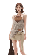 Halter Cami & Textured Sheer Cover-Up Set