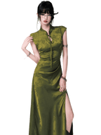 Chinese-Style Slit Cheongsam Maxi Dress