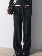 Knit Base Top & Wide-Leg Pants Set