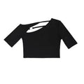 Asymmetric One-Shoulder Cropped Stretch T-Shirt