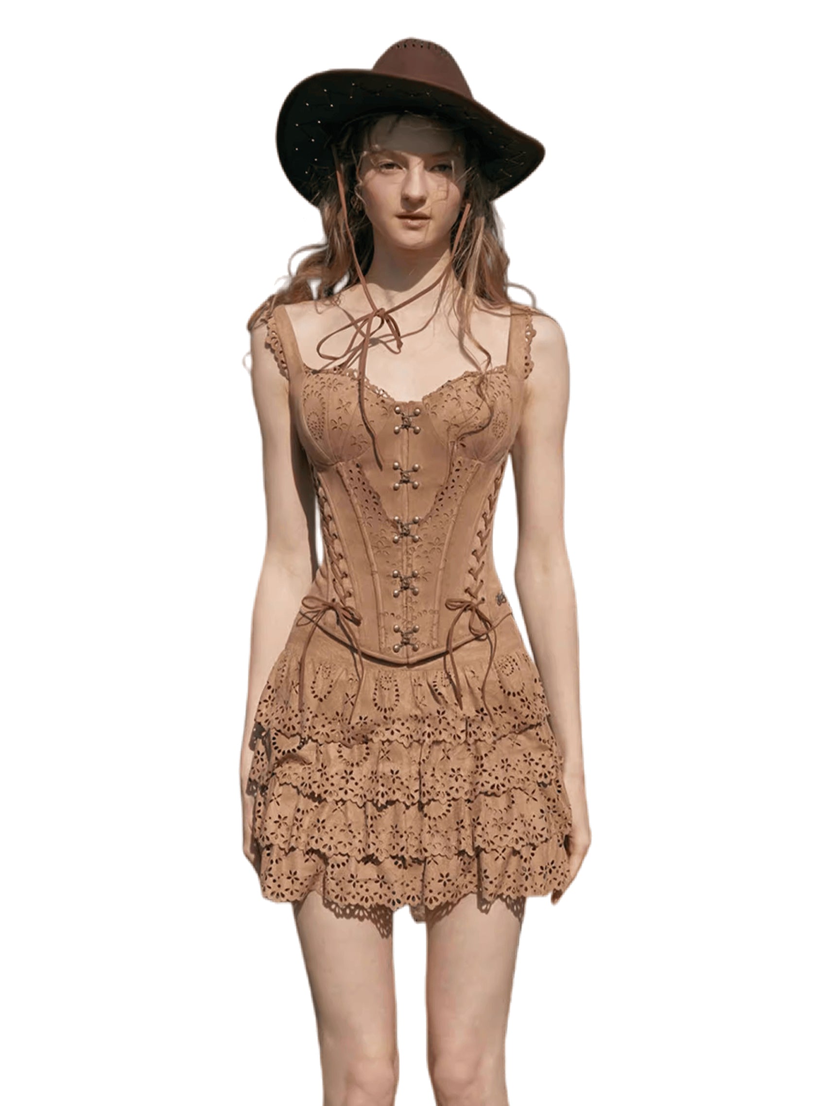 Vintage Corset Top & Princess Mini Skirt Set