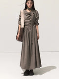 Tie-Detail Soft-Touch Long Dress