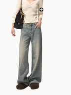 Washed Cotton Straight-Leg Jeans