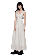 Cutout French Sleeveless Maxi Dress