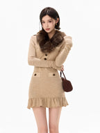 Mesh Shawl Ruched Knit Bodycon Dress