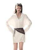 Waist-Cinched Long-Sleeve Shirt Dress
