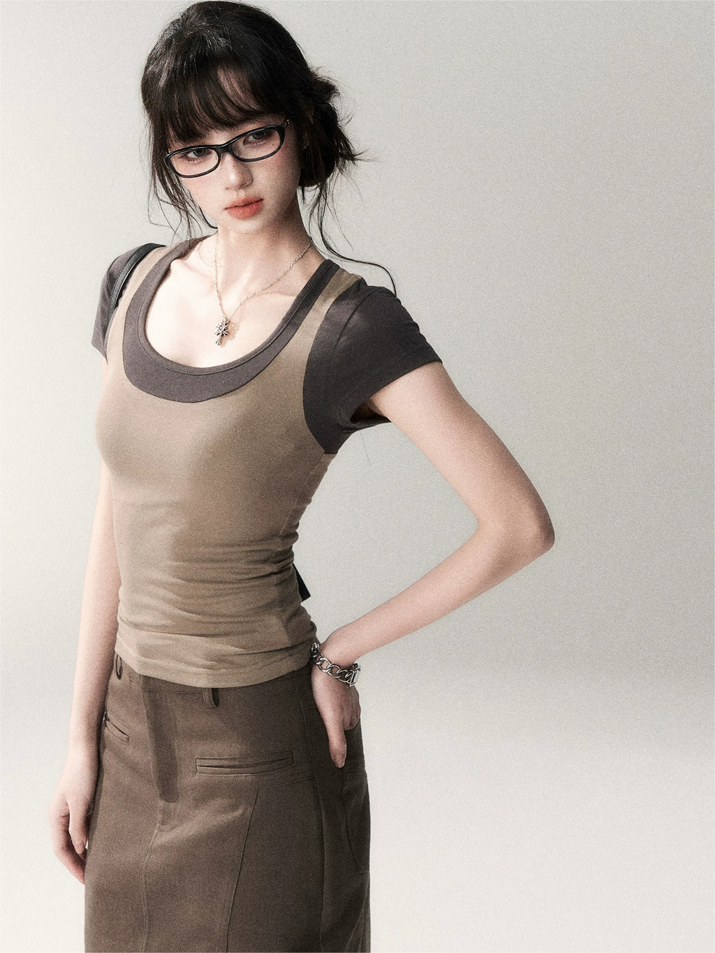 Contrast Trim Fitted Short Sleeve Tee