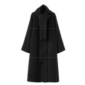 Fringe-Detail Wool Scarf-Style Long Coat